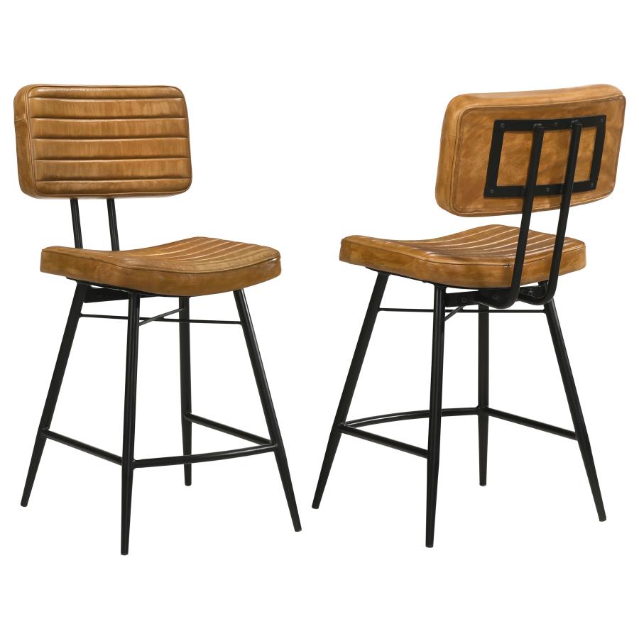 Home & Sleep Outlet - Partridge Leather Counter Chair Antique Camel (Set of 2)