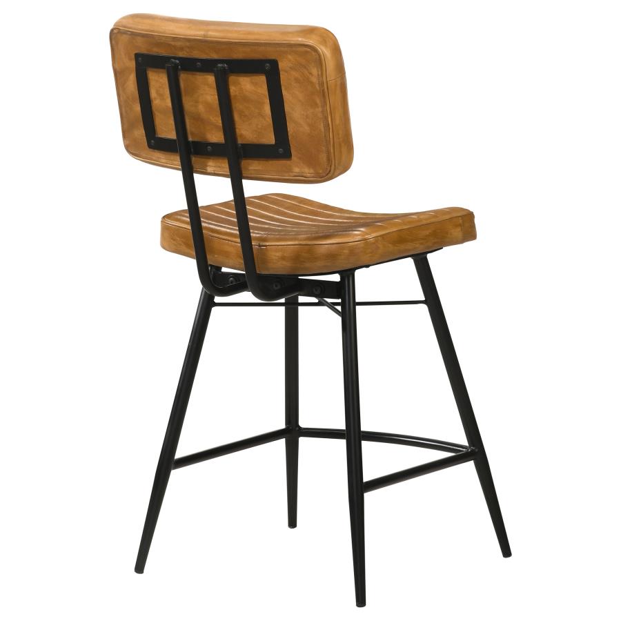 Home & Sleep Outlet - Partridge Leather Counter Chair Antique Camel (Set of 2)