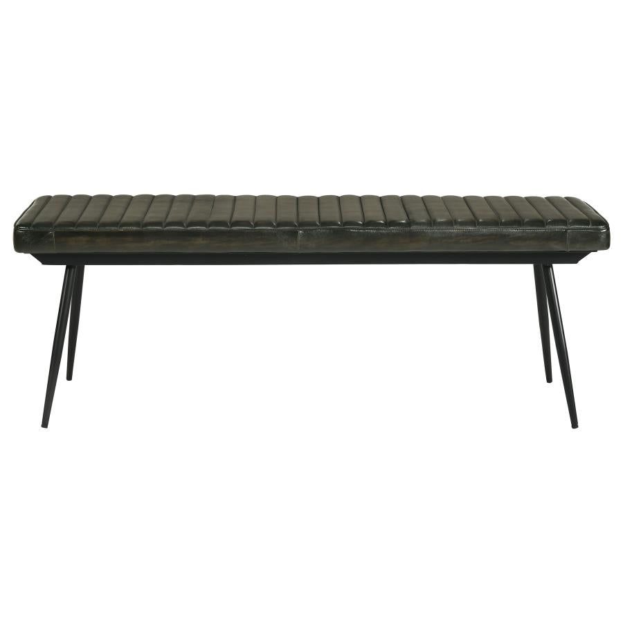 Home & Sleep Outlet - Misty Leather Upholstered Dining Bench Antique Espresso