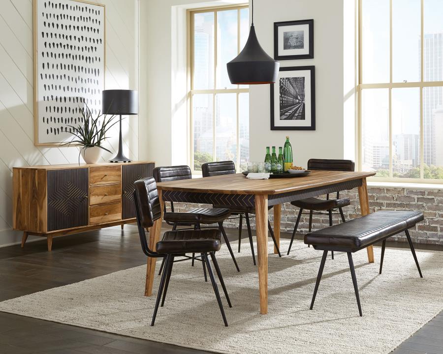 Home & Sleep Outlet - Misty Leather Upholstered Dining Bench Antique Espresso