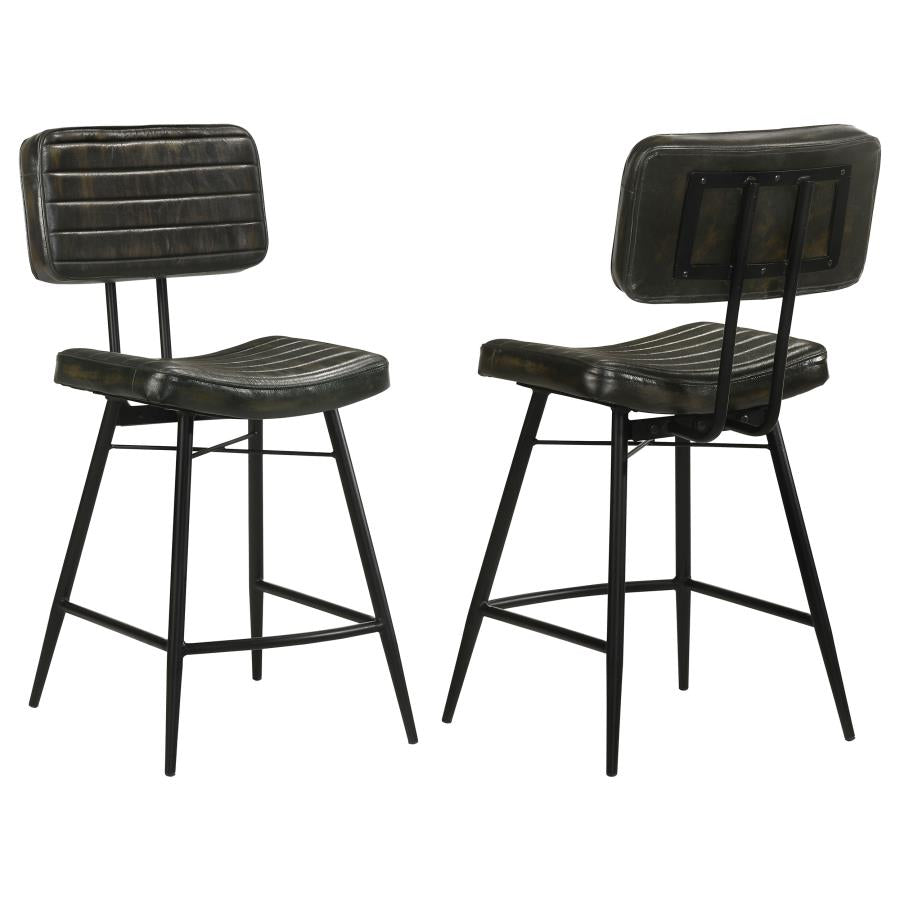 Home & Sleep Outlet - Partridge Leather Counter Chair Antique Espresso (Set of 2)