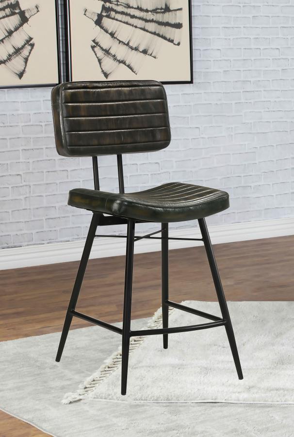 Home & Sleep Outlet - Partridge Leather Counter Chair Antique Espresso (Set of 2)