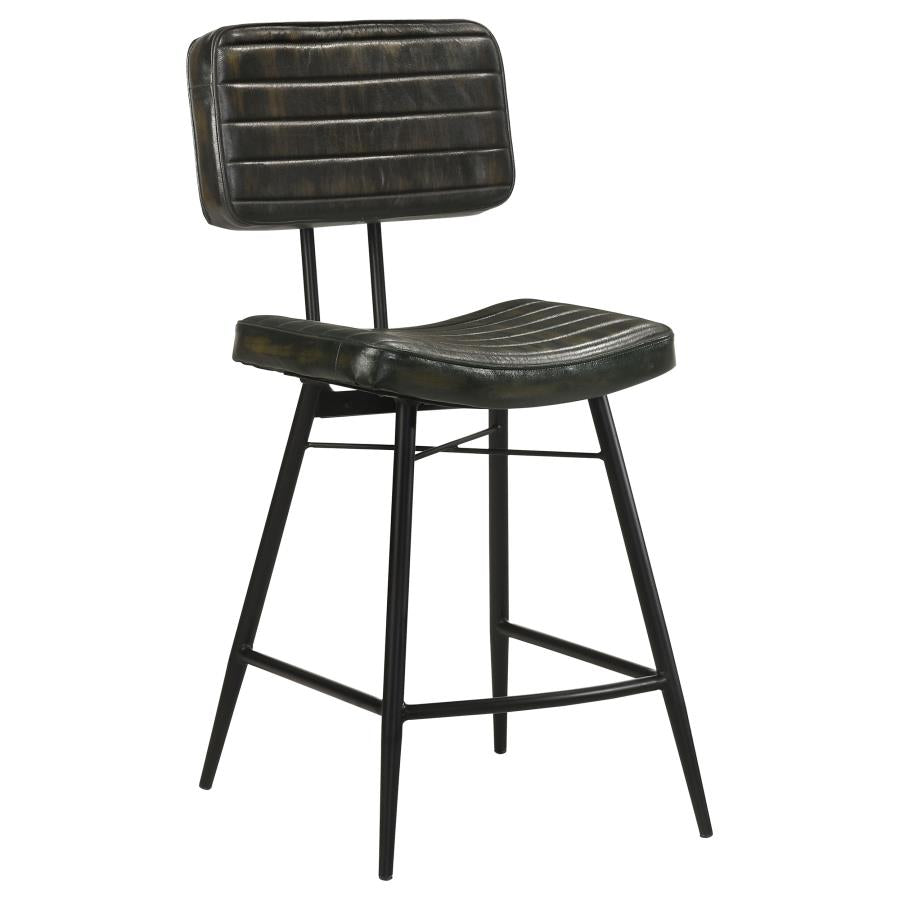 Home & Sleep Outlet - Partridge Leather Counter Chair Antique Espresso (Set of 2)