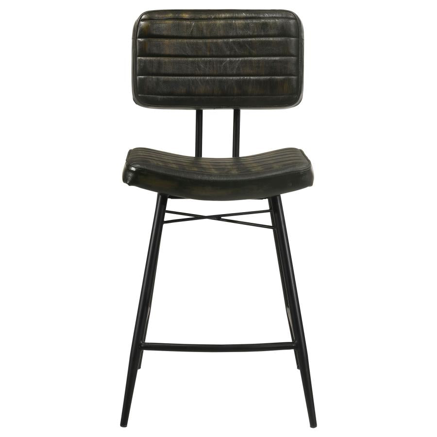 Home & Sleep Outlet - Partridge Leather Counter Chair Antique Espresso (Set of 2)