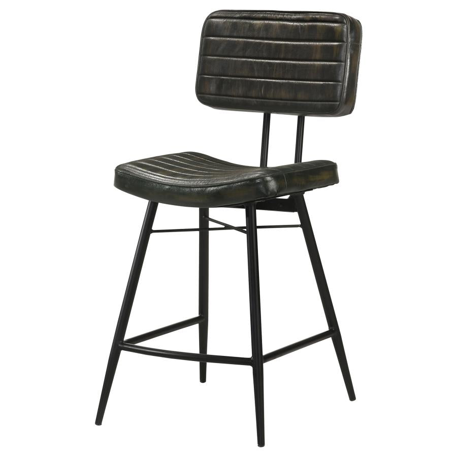 Home & Sleep Outlet - Partridge Leather Counter Chair Antique Espresso (Set of 2)
