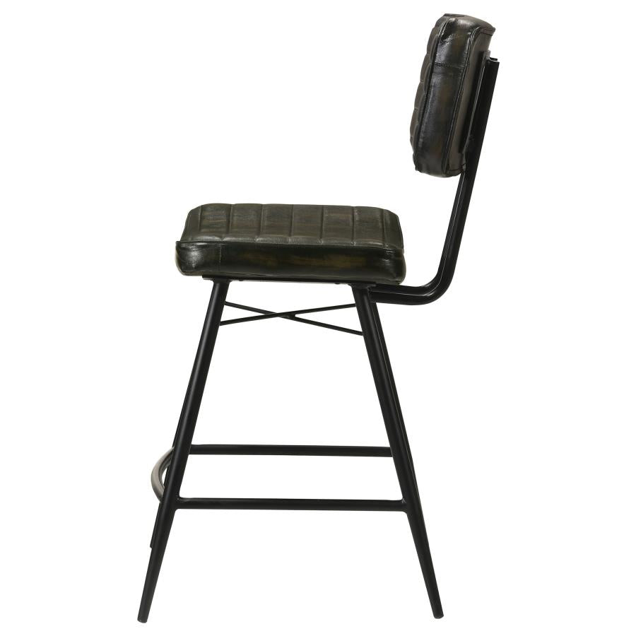 Home & Sleep Outlet - Partridge Leather Counter Chair Antique Espresso (Set of 2)