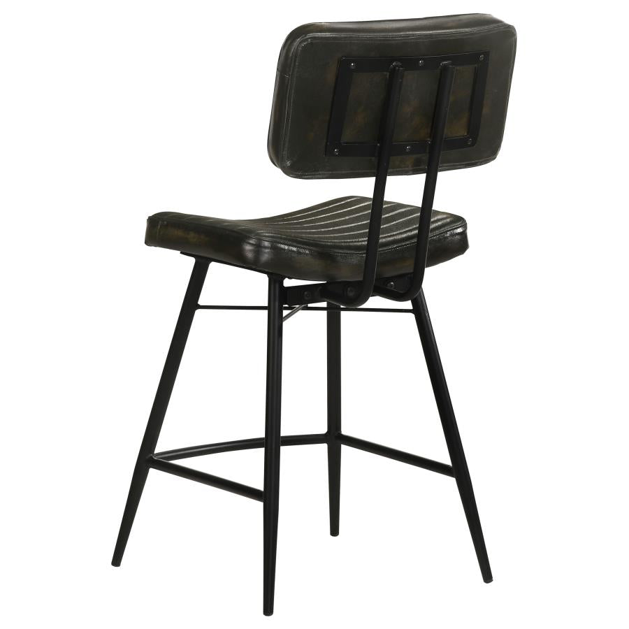 Home & Sleep Outlet - Partridge Leather Counter Chair Antique Espresso (Set of 2)