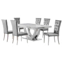 Kerwin 7-piece Rectangular Dining Table Set Grey and Chrome