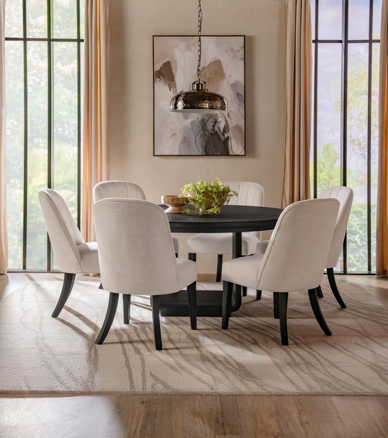 Leandro 60-inch Round Dining Table Burnished Black