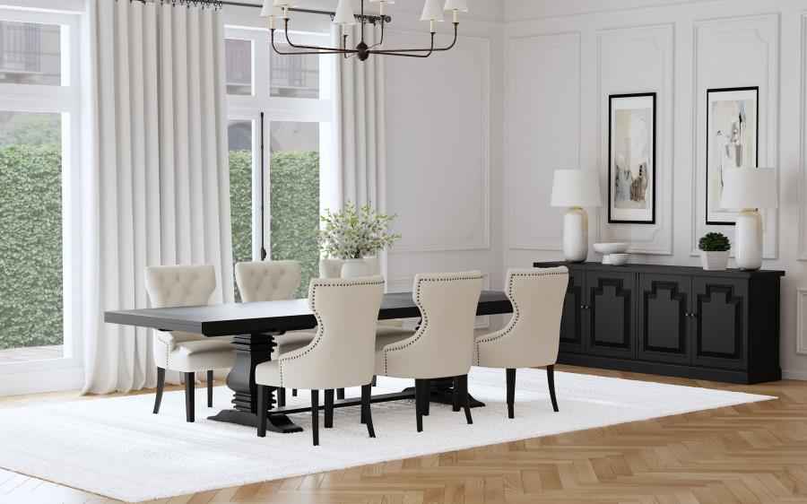 Florence 7-piece 126-inch Extension Dining Table Set Distressed Black