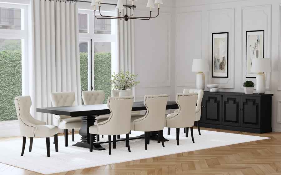 Florence 9-piece 126-inch Extension Dining Table Set Distressed Black