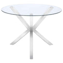 Vance Round 41-inch Glass Top Asterisk Dining Table Chrome