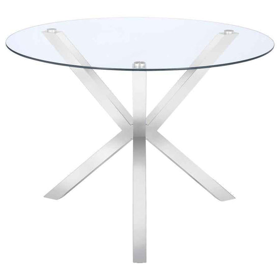 Vance Round 41-inch Glass Top Asterisk Dining Table Chrome
