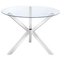 Vance Round 41-inch Glass Top Asterisk Dining Table Chrome