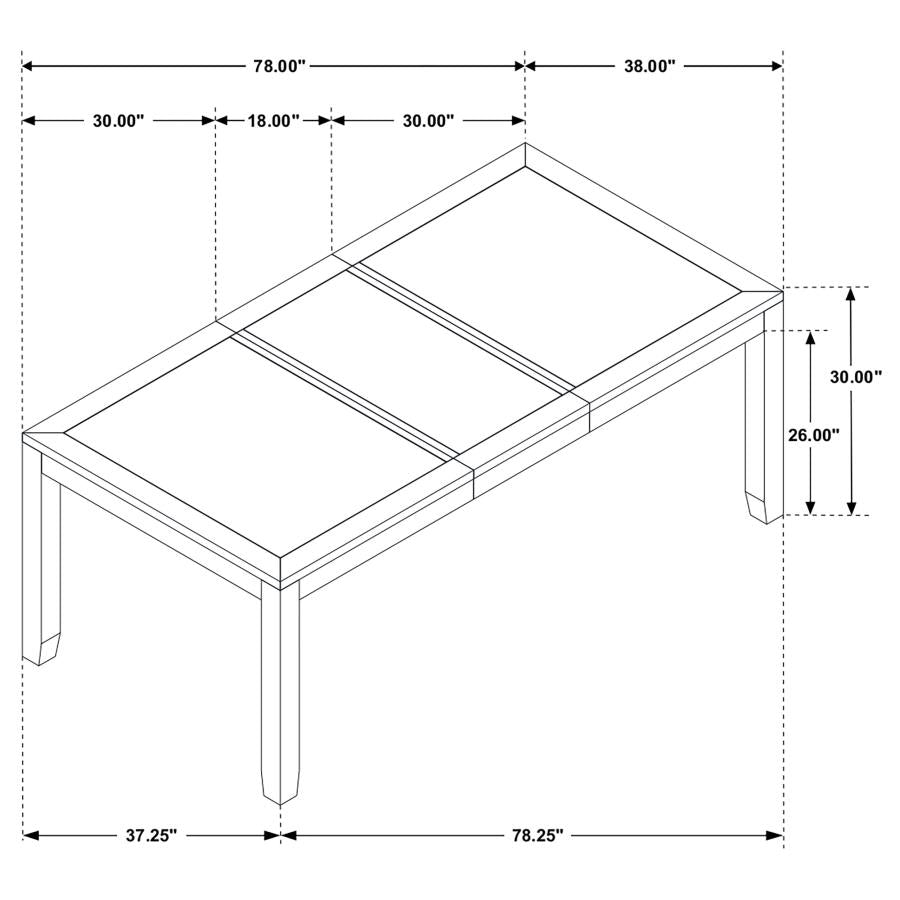 Elodie Rectangular 78-inch Extension Leaf Dining Table Black