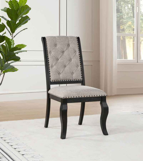 Phelps Upholstered Dining Side Chair Tan Distressed Noir (Set of 2)