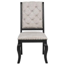 Phelps Upholstered Dining Side Chair Tan Distressed Noir (Set of 2)
