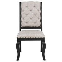 Phelps Upholstered Dining Side Chair Tan Distressed Noir (Set of 2)