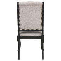 Phelps Upholstered Dining Side Chair Tan Distressed Noir (Set of 2)