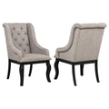 Home & Sleep Outlet - Phelps Upholstered Dining Arm Chair Tan Distressed Noir (Set of 2)