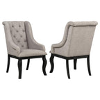 Home & Sleep Outlet - Phelps Upholstered Dining Arm Chair Tan Distressed Noir (Set of 2)