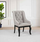 Phelps Upholstered Dining Arm Chair Tan Distressed Noir (Set of 2)