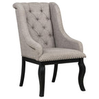 Home & Sleep Outlet - Phelps Upholstered Dining Arm Chair Tan Distressed Noir (Set of 2)