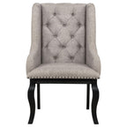 Home & Sleep Outlet - Phelps Upholstered Dining Arm Chair Tan Distressed Noir (Set of 2)