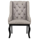 Phelps Upholstered Dining Arm Chair Tan Distressed Noir (Set of 2)