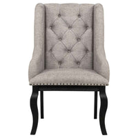 Phelps Upholstered Dining Arm Chair Tan Distressed Noir (Set of 2)