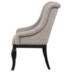 Home & Sleep Outlet - Phelps Upholstered Dining Arm Chair Tan Distressed Noir (Set of 2)