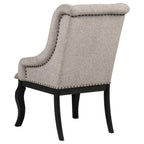 Home & Sleep Outlet - Phelps Upholstered Dining Arm Chair Tan Distressed Noir (Set of 2)