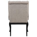 Phelps Upholstered Dining Arm Chair Tan Distressed Noir (Set of 2)