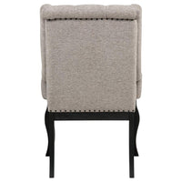 Phelps Upholstered Dining Arm Chair Tan Distressed Noir (Set of 2)