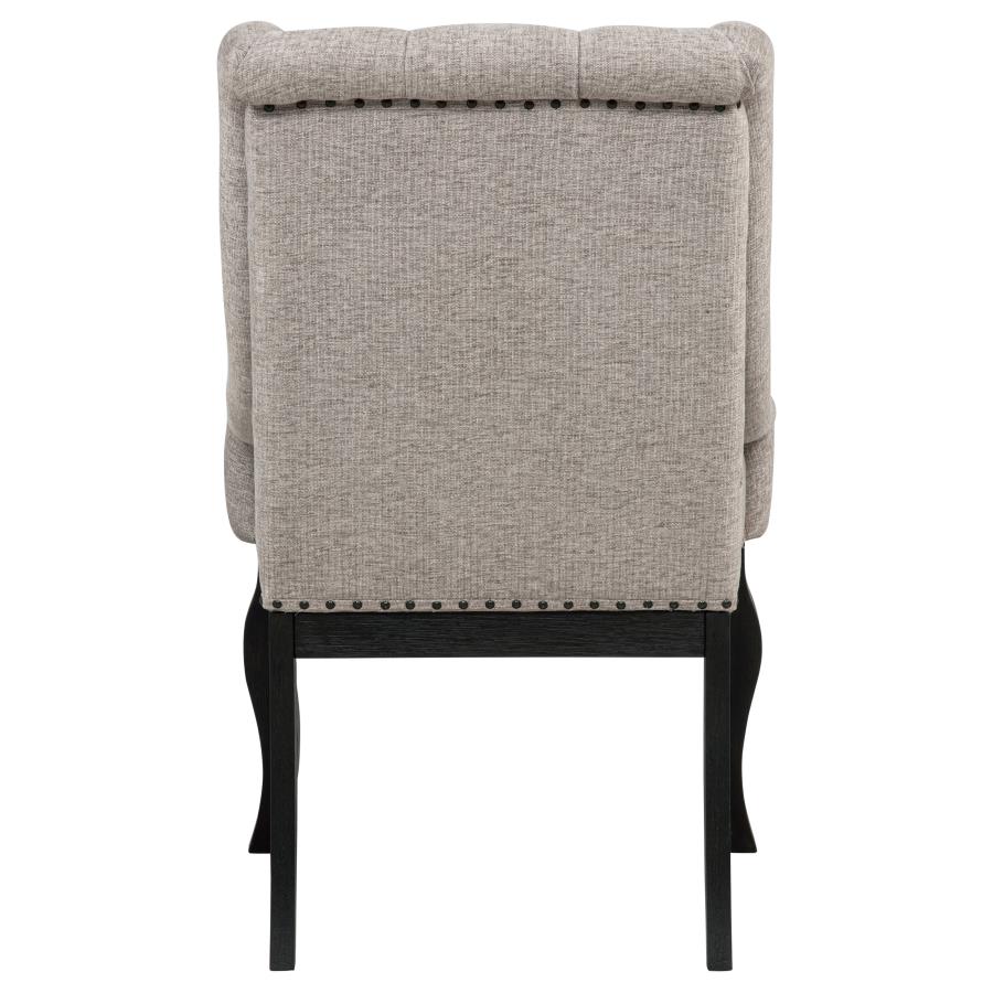 Home & Sleep Outlet - Phelps Upholstered Dining Arm Chair Tan Distressed Noir (Set of 2)