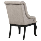 Home & Sleep Outlet - Phelps Upholstered Dining Arm Chair Tan Distressed Noir (Set of 2)