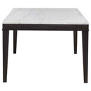 Averill 7-piece White Marble Top Dining Set Dark Grey and Coffee Bean