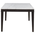 Averill 7-piece White Marble Top Dining Set Dark Grey and Coffee Bean