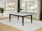 Home & Sleep Outlet - Averill 72-inch Rectangular White Marble Top Dining Table Coffee Bean