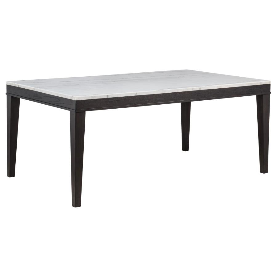Home & Sleep Outlet - Averill 72-inch Rectangular White Marble Top Dining Table Coffee Bean