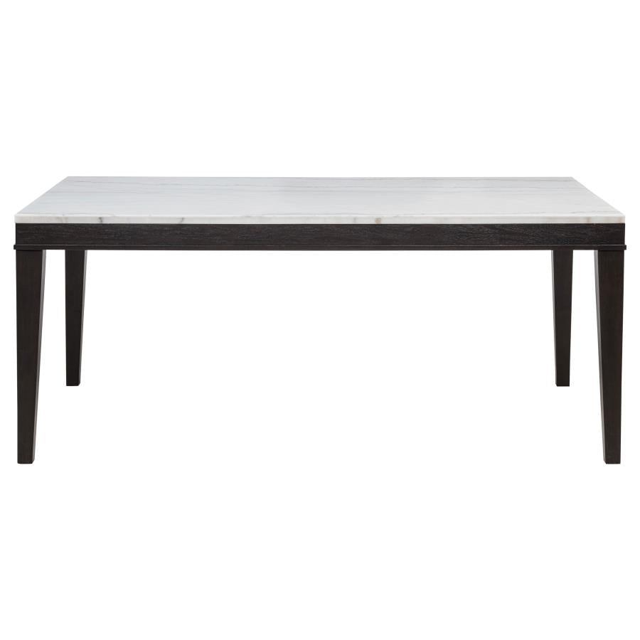 Home & Sleep Outlet - Averill 72-inch Rectangular White Marble Top Dining Table Coffee Bean