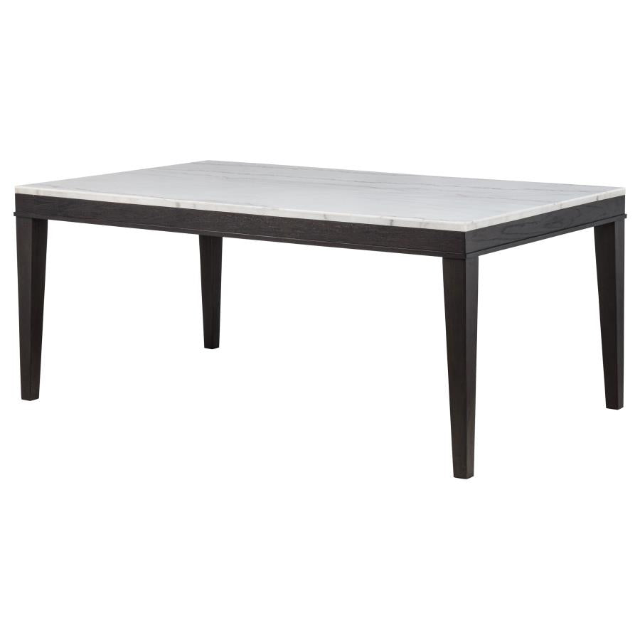 Home & Sleep Outlet - Averill 72-inch Rectangular White Marble Top Dining Table Coffee Bean