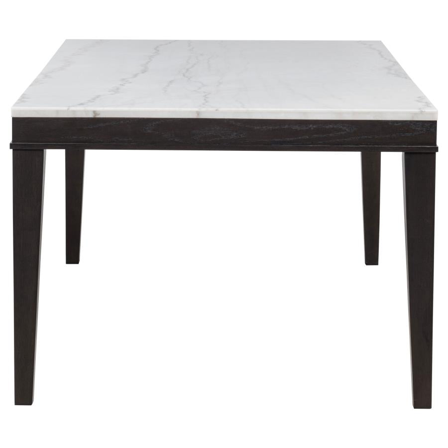 Home & Sleep Outlet - Averill 72-inch Rectangular White Marble Top Dining Table Coffee Bean