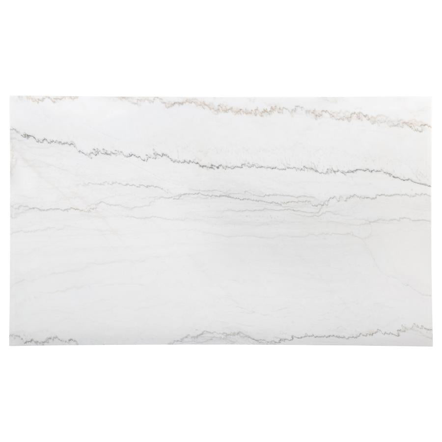 Home & Sleep Outlet - Averill 72-inch Rectangular White Marble Top Dining Table Coffee Bean