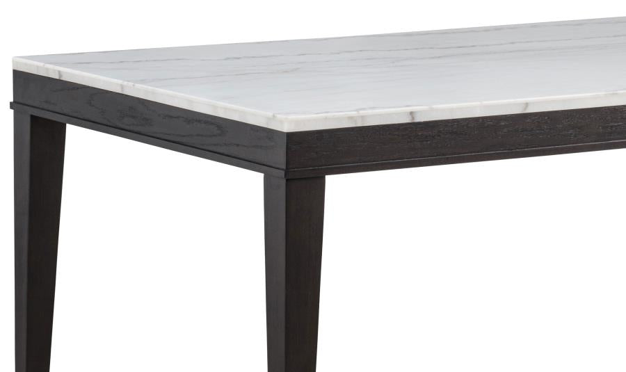 Home & Sleep Outlet - Averill 72-inch Rectangular White Marble Top Dining Table Coffee Bean