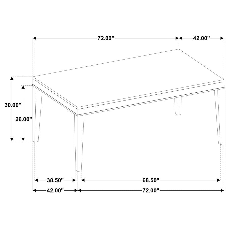Home & Sleep Outlet - Averill 72-inch Rectangular White Marble Top Dining Table Coffee Bean