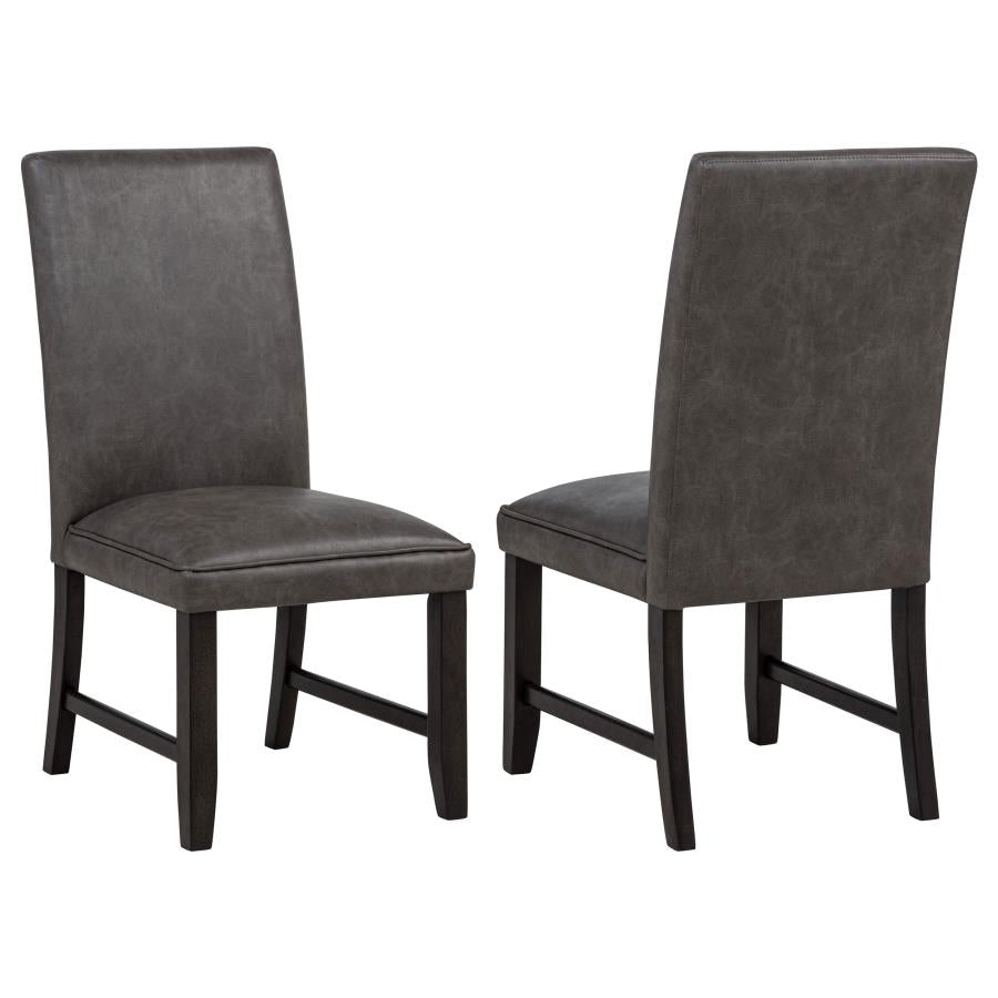 Home & Sleep Outlet - Averill Faux Leather Upholstered Dining Side Chair Dark Grey (Set of 2)