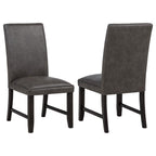 Home & Sleep Outlet - Averill Faux Leather Upholstered Dining Side Chair Dark Grey (Set of 2)