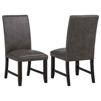 Averill Faux Leatherette Upholstered Dining Side Chair Dark Grey (Set of 2)