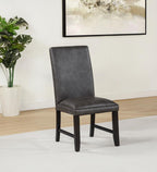 Home & Sleep Outlet - Averill Faux Leather Upholstered Dining Side Chair Dark Grey (Set of 2)